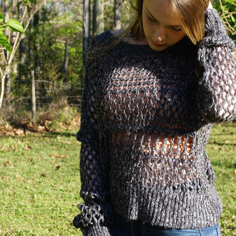 Grey Large Knit Sweater